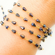 Coated Black Spinel Tear Drop Wire Chain